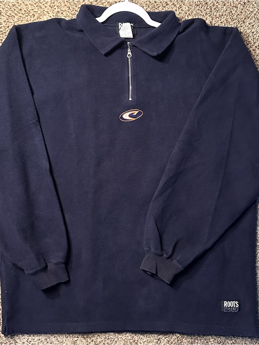 Vintage Colorado crush Roots Navy Zip-Up Fleece Pullover